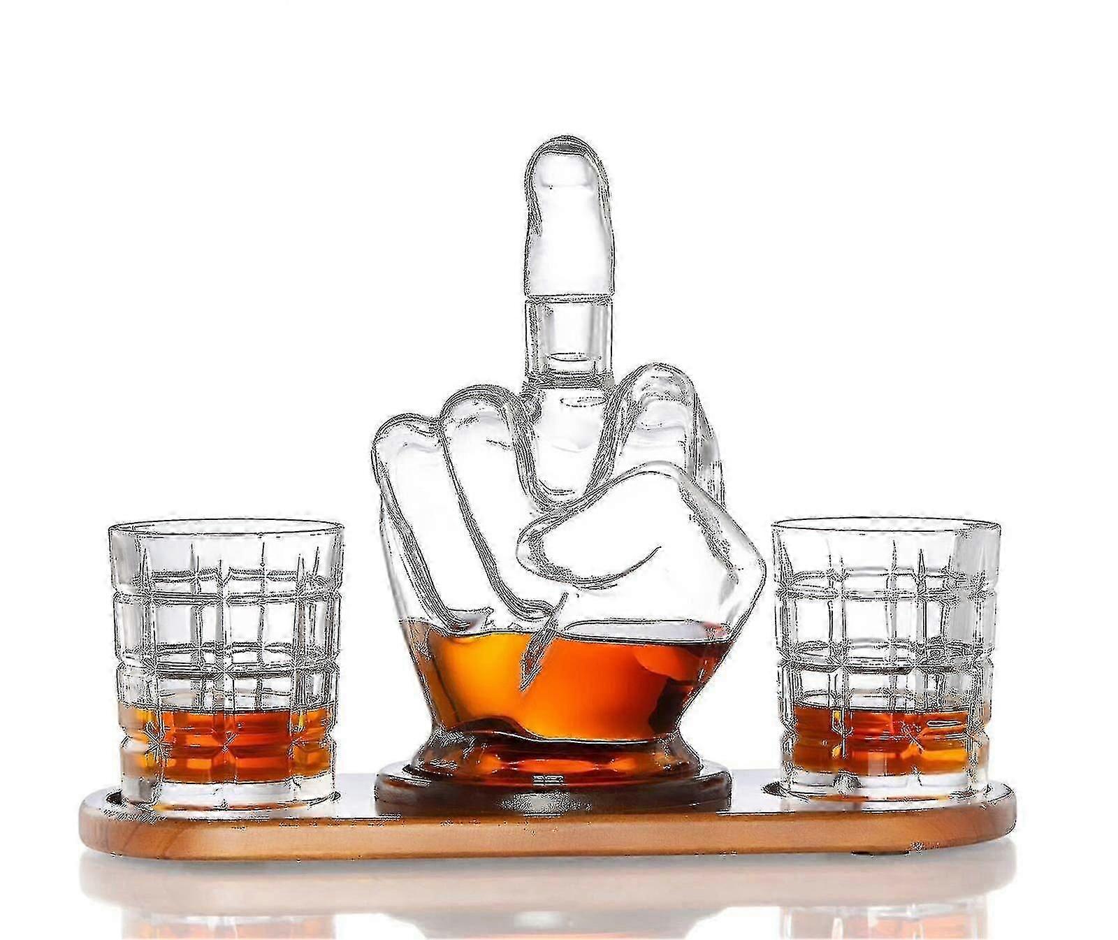 1000ml Mittelfinger Whisky Karaffe mit Gläsern Set