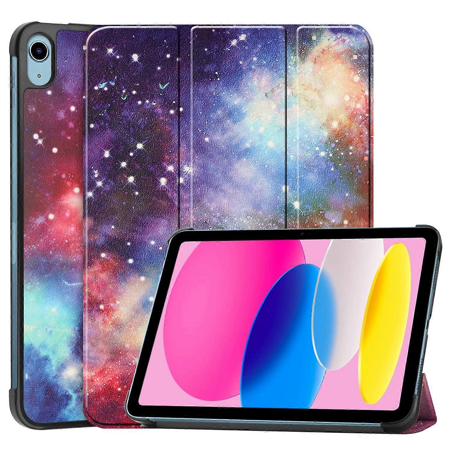 For iPad (2025) Case Pattern Print Leather Stand Tablet Cover - Galaxy