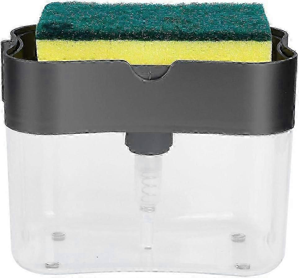 2 in 1 push type kitchen soap dispenser (gray)