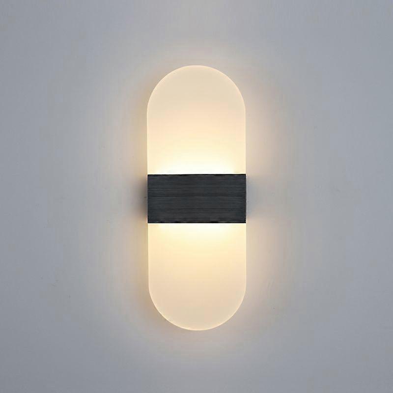 Lámpara de pared redondeada de ángulo recto con cuerpo de aluminio LED para interiores de estilo moderno con cuerpo de acrílico mate
