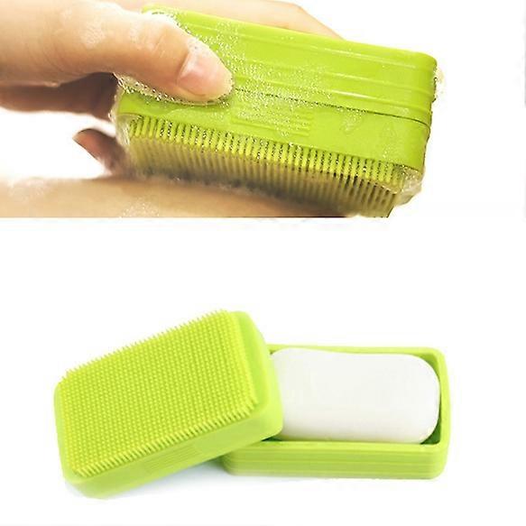 Silicone Multi-functional Soap Dish With Soft Bristles For Soap And Sponge Holder, Bathroom Organizer