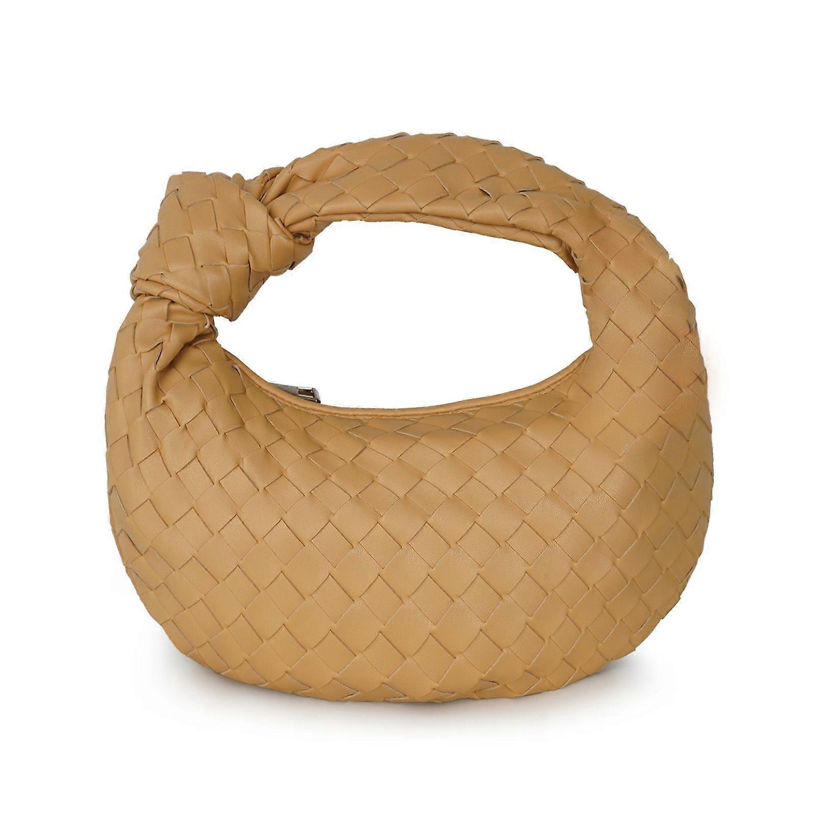 ウーブンレザーホーブ餃子バッグ女性用ディナーハンドバッグ財布ホーボーバッグノット織りサマークラッチバッグ