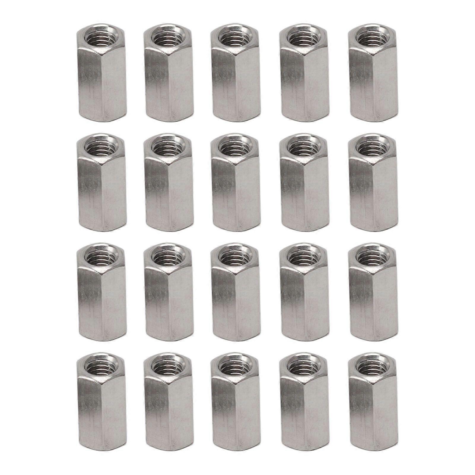 20pcs Silver M5 Hexagon Coupling Nut Kit Stainless Steel Coupling Nuts for Interior Decoration