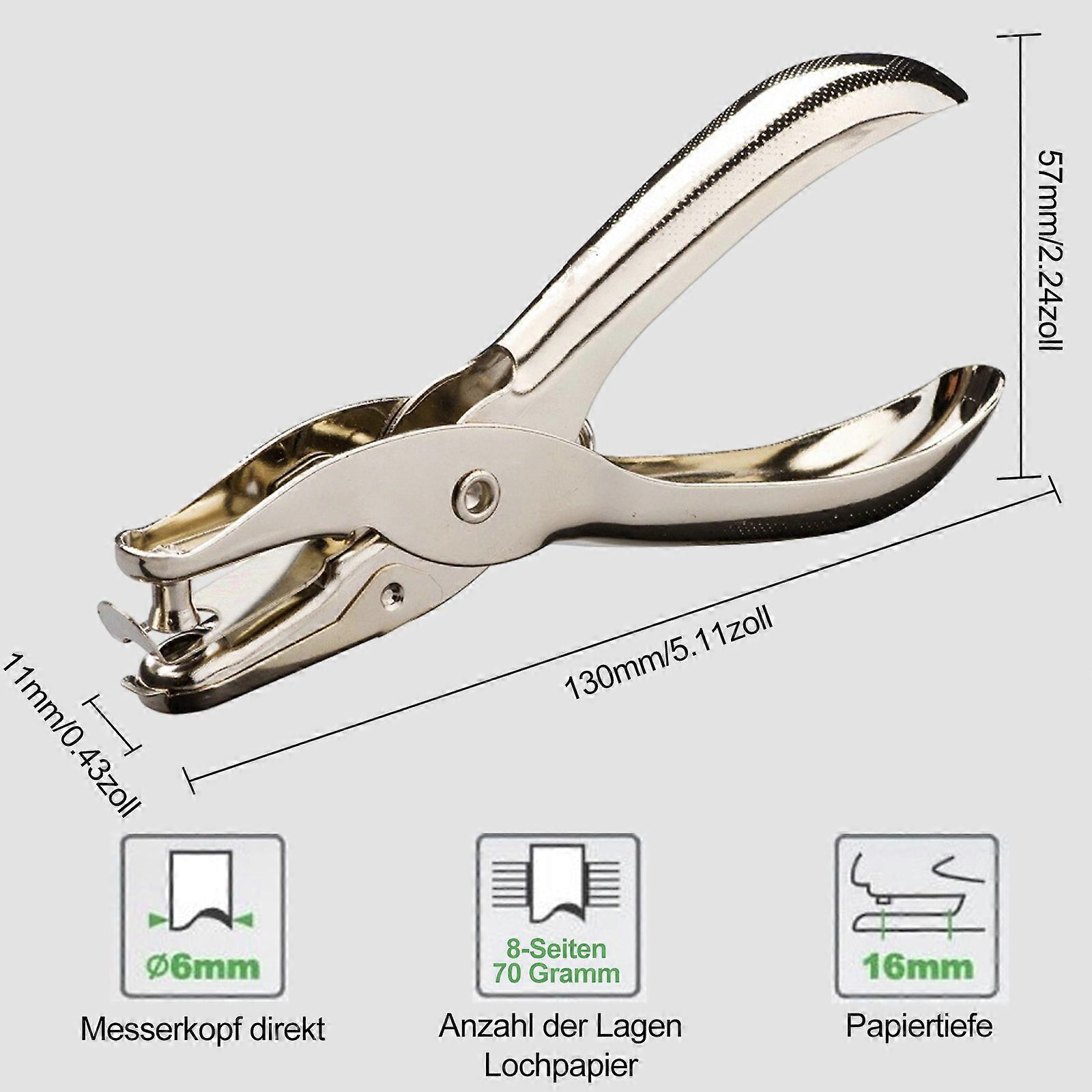 Hole Punch For Diy Craft With Ergonomic Design, Metal Handheld Tool For Clean Up Easy Use At Home, Office, Or School (Silver)