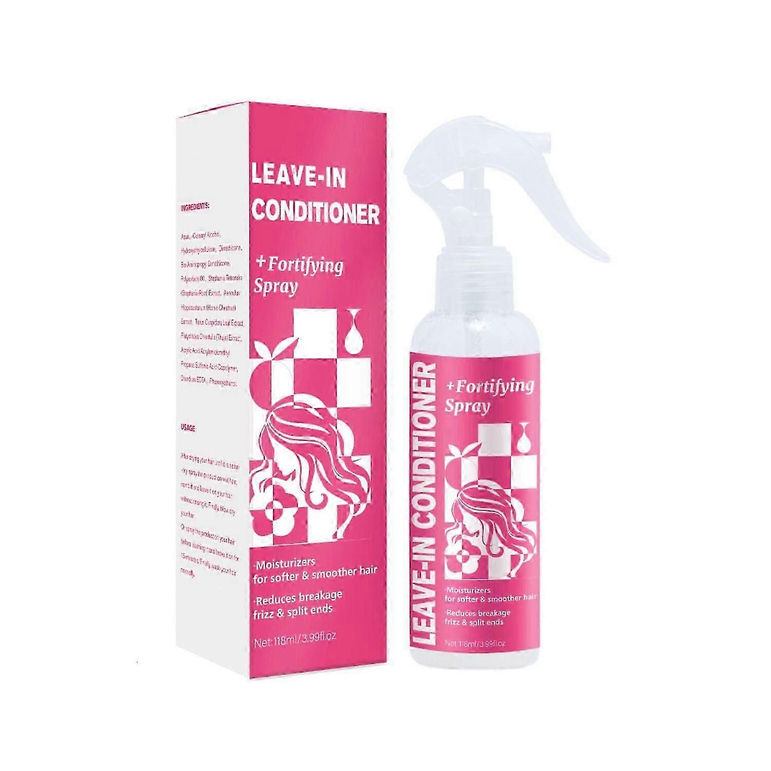 Leave-In Conditioner Spray, 118ml Leave-In Conditioner & Fortifying Spray, Anti-Frizz Deep Conditioner For Split Ends & Breakage Hair
