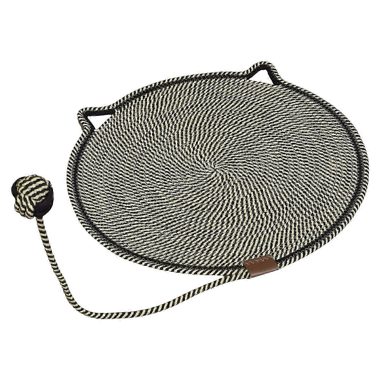 Cat Scratch Mat with Interactive Ball Self-Play Ball Integrated Woven Cotton Cord Cat Scratcher Pad for Cat Supplies