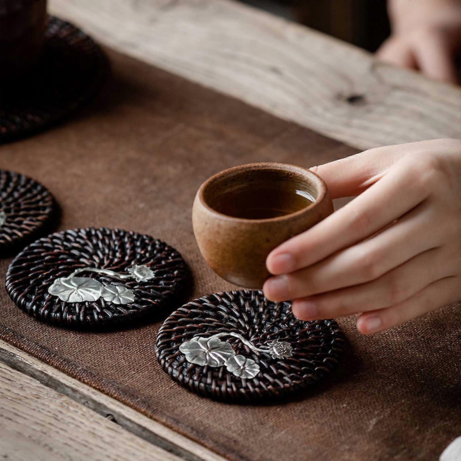 Thickened Round Handmade Rattan Placemats for Kitchen Dinner Parties ...