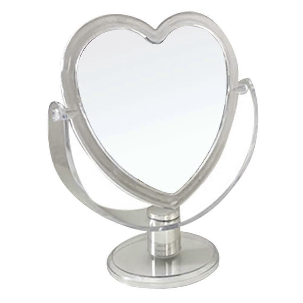 Heart -shaped makeup mirror creative desktop toilet double mirror -sided rotationable bedroom decor makeup