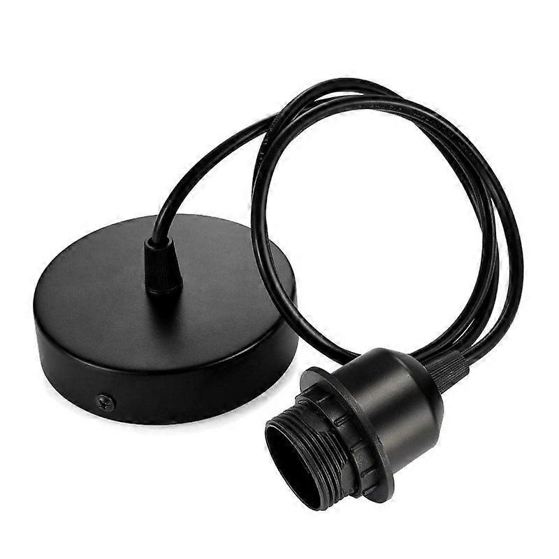 Pendant light E27 black with screw ringNo bulbs, adjustable textile cable 100cm, pendant lamp compatible with lampshade, ideal socket for kitchen pend