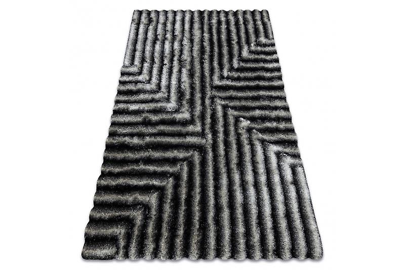 Modern shaggy carpet FLIM 010-B3 Maze - structural black / grey