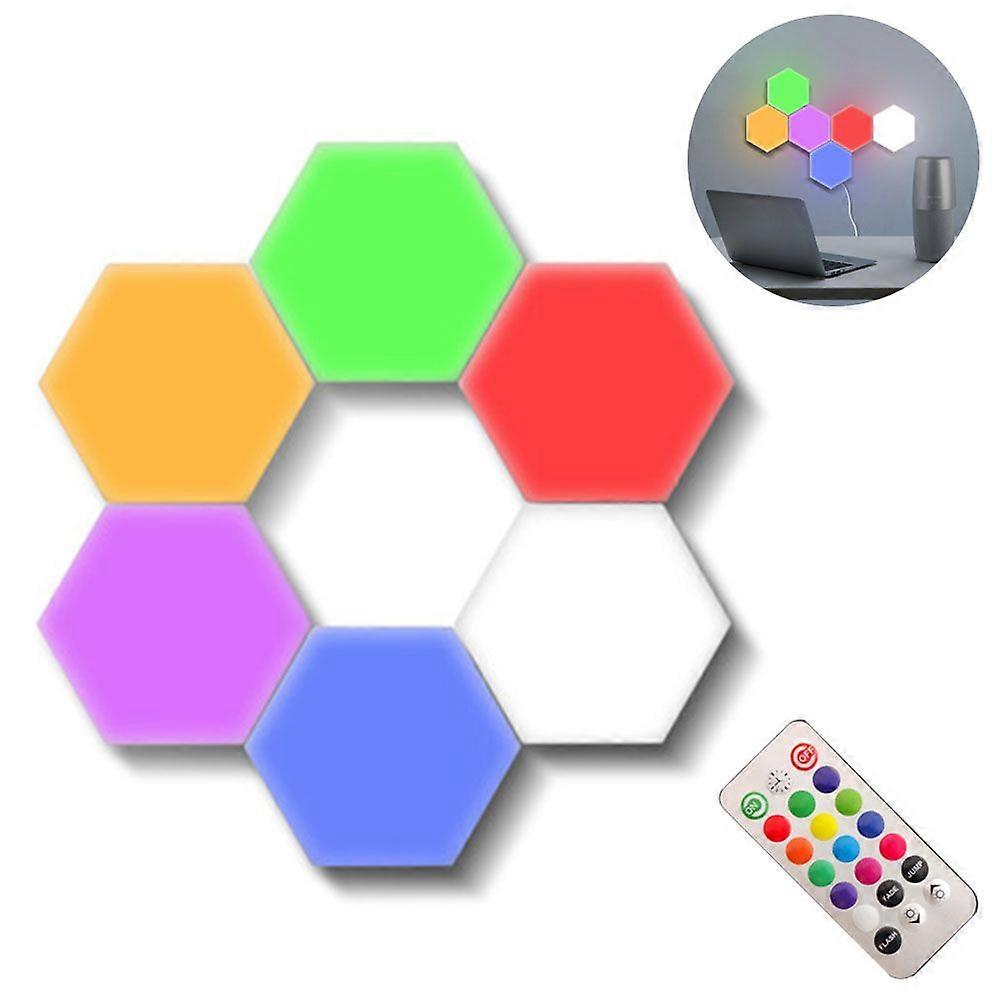 6 Pack Hexagonal Wall Light Modular Touch Sensitive Lights Creative Geometry Assembly LED Night Light Suitable for Iving Room,Bedrooms ,DIY Lovers, Gi