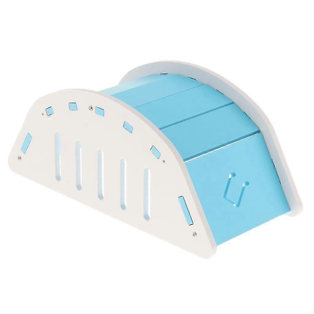 Hamster Toys, Wooden Swing Bridge Boat, Fun Play Exercise Toy for Small Pet Blue