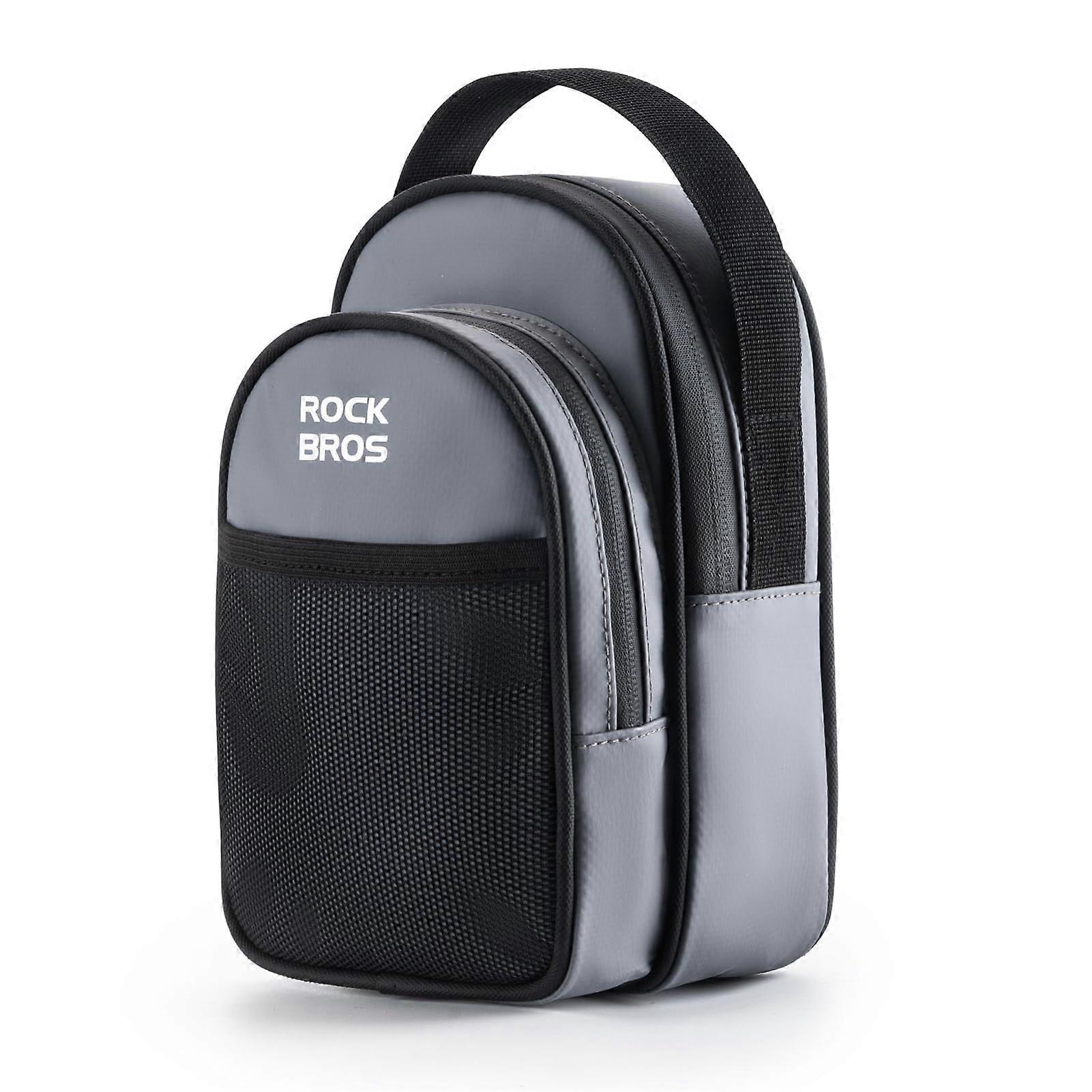 Rockbros Folding Bicycle Storage Bag Bicycle Front Rack Bag Bicycle Accessory Bag, Folding Bicycle Gray Storage Bag with Gray Adapter