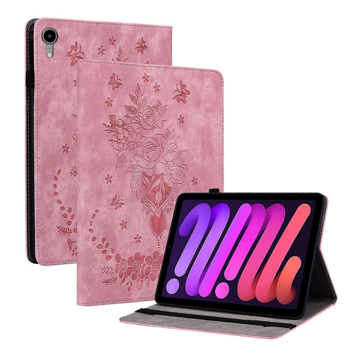 Butterfly Rose Embossed Leather Smart Tablet Case