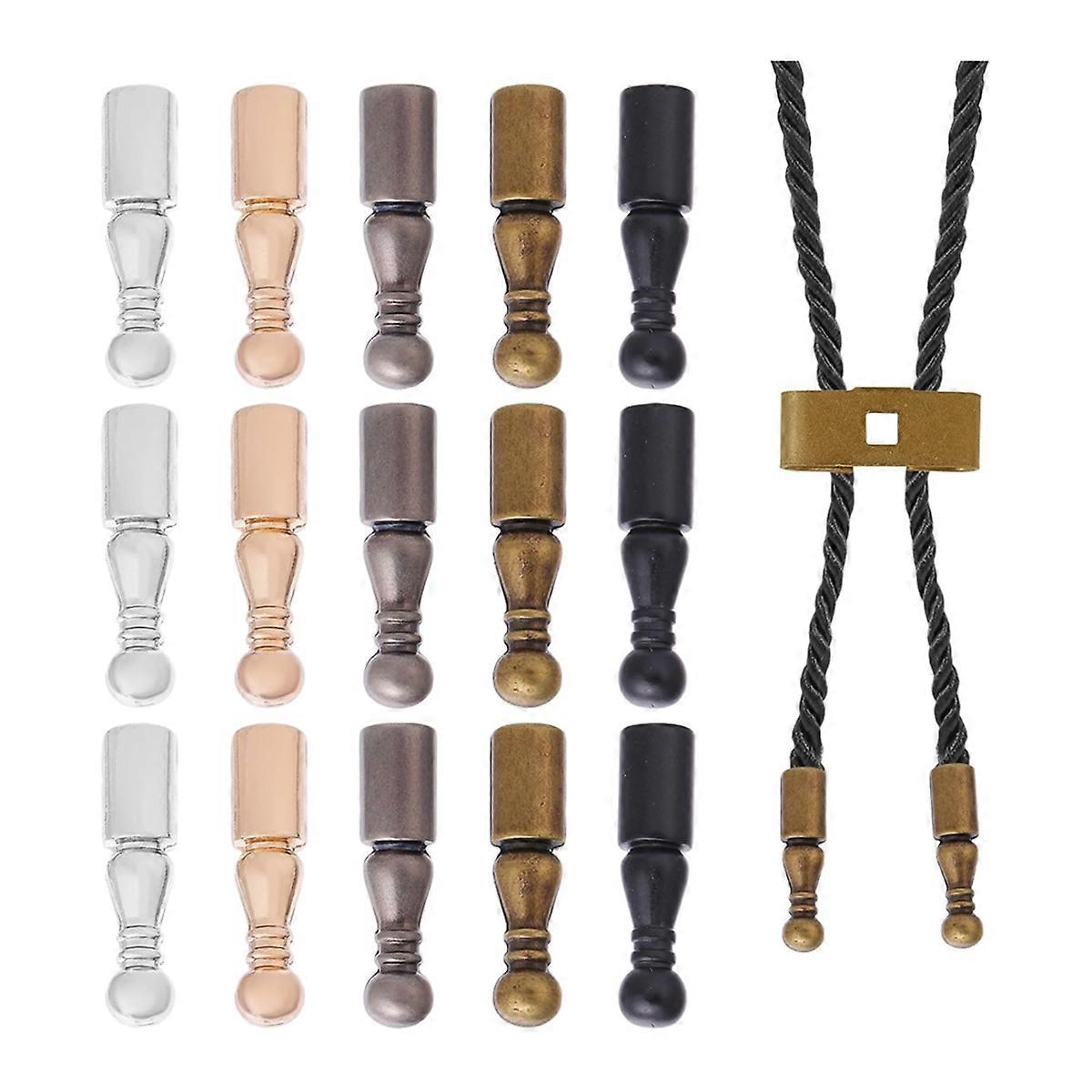 15pcs 5 Colors Bolo Tie End Caps Alloy Wire End Accessories