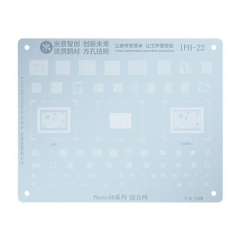 Mijing IPH-22 0.12mm CPU Comprehensive BGA Reballing Stencil for iPhone 16 Series