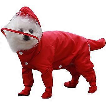 Leuke puppy hond regenjas, puppy regenjassen met hoed vierpotige waterdichte all-inclusive, hond regenponcho hond regenlaarzen