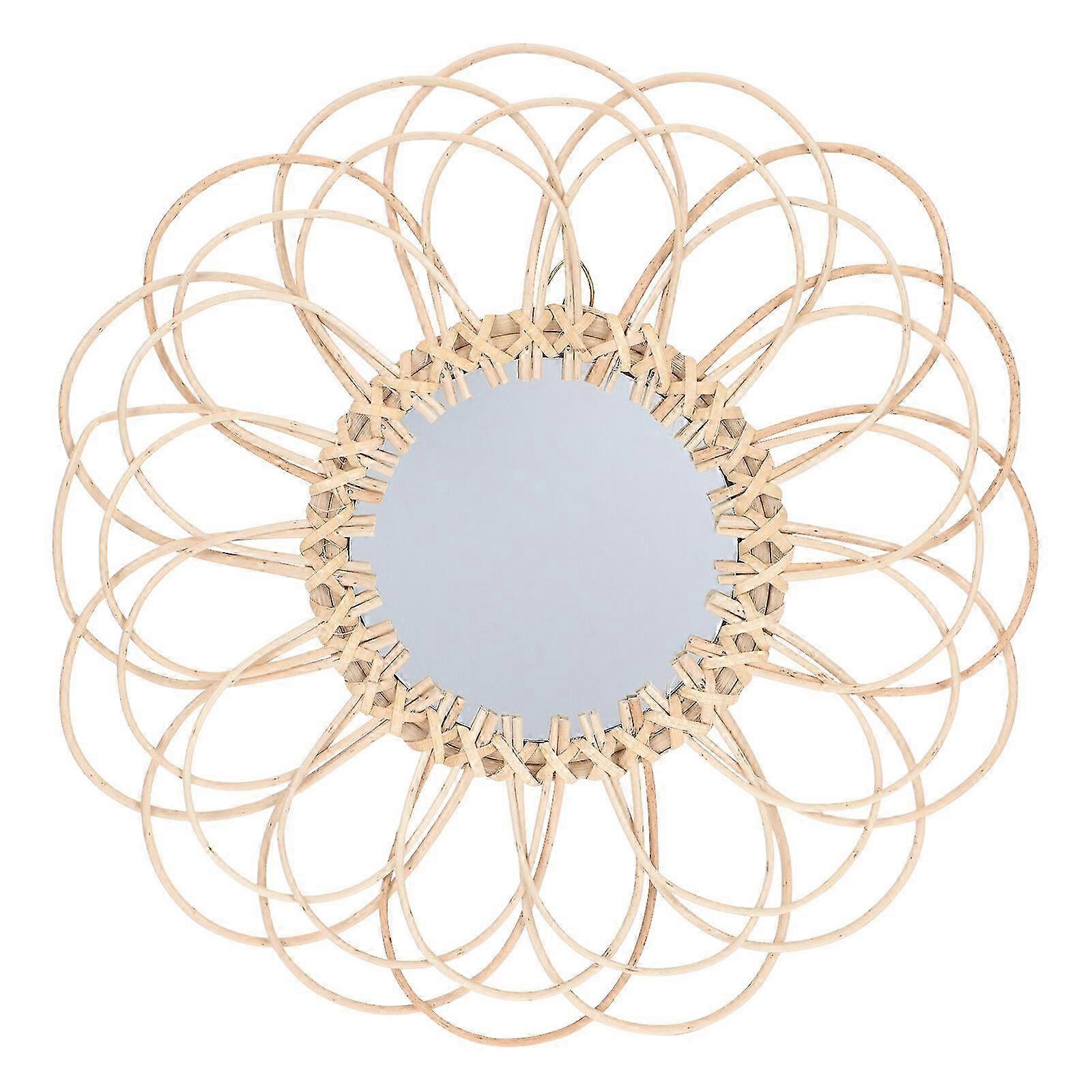 Handmade Woven Willow Wall Hanging Mirror Pendant, 1 Piece