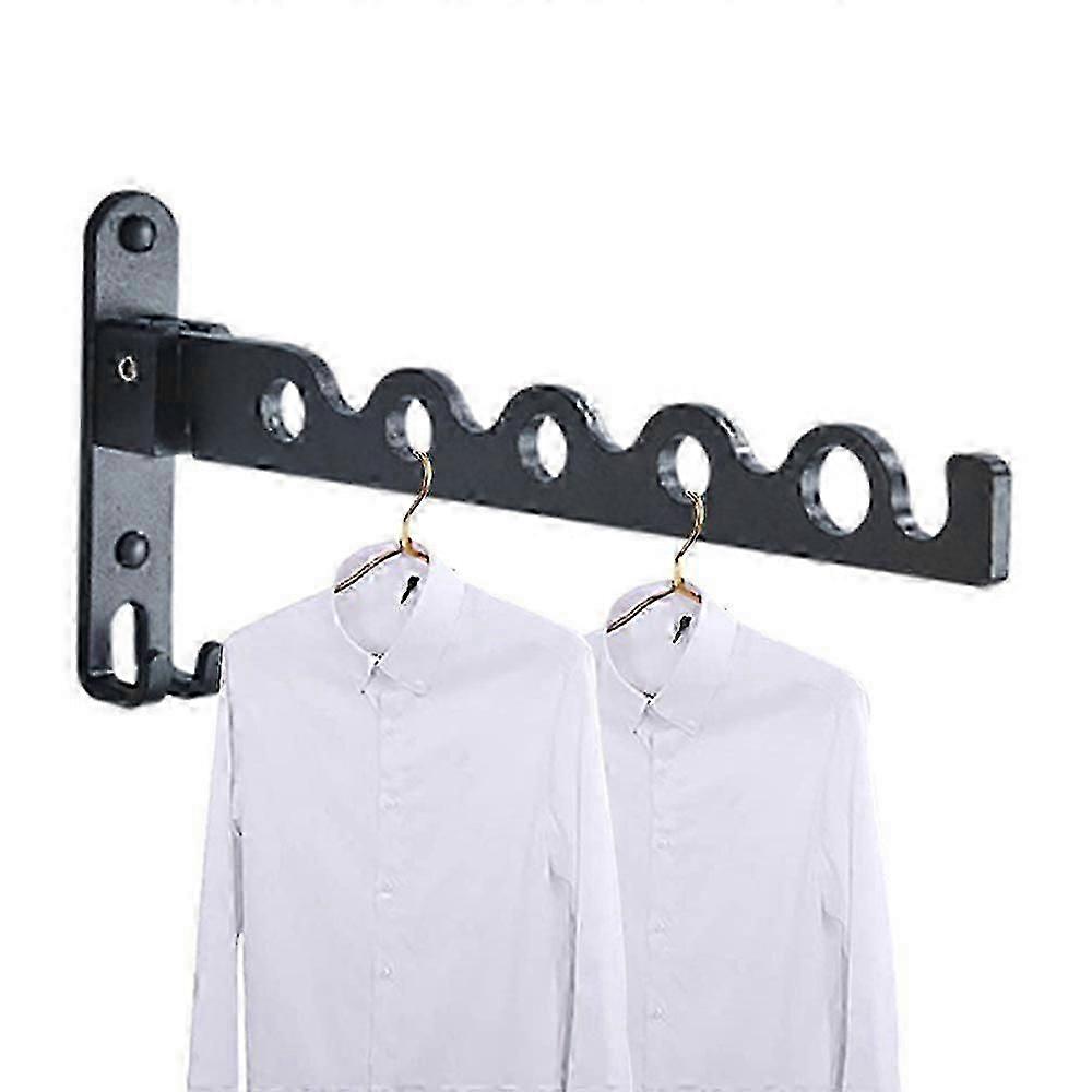 Clothes Rail Wall Mounted,Foldable Coat Hooks,Black