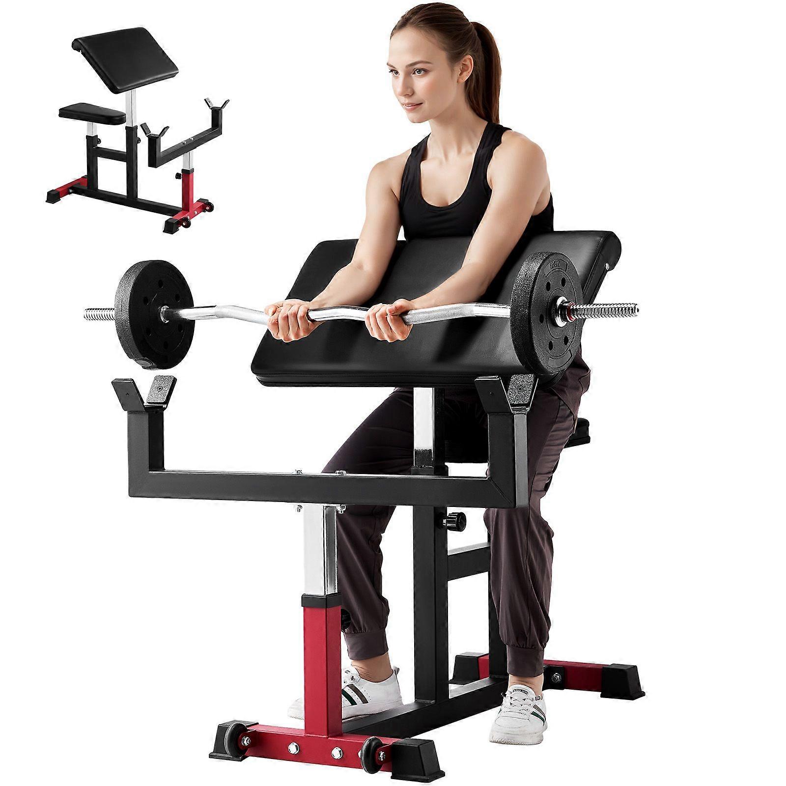 Preacher Curl Bench, Strength Training Biceps Machine, Max load 440 LBS, Seated Arm Isolated Barbell Dumbbell Bicep Station