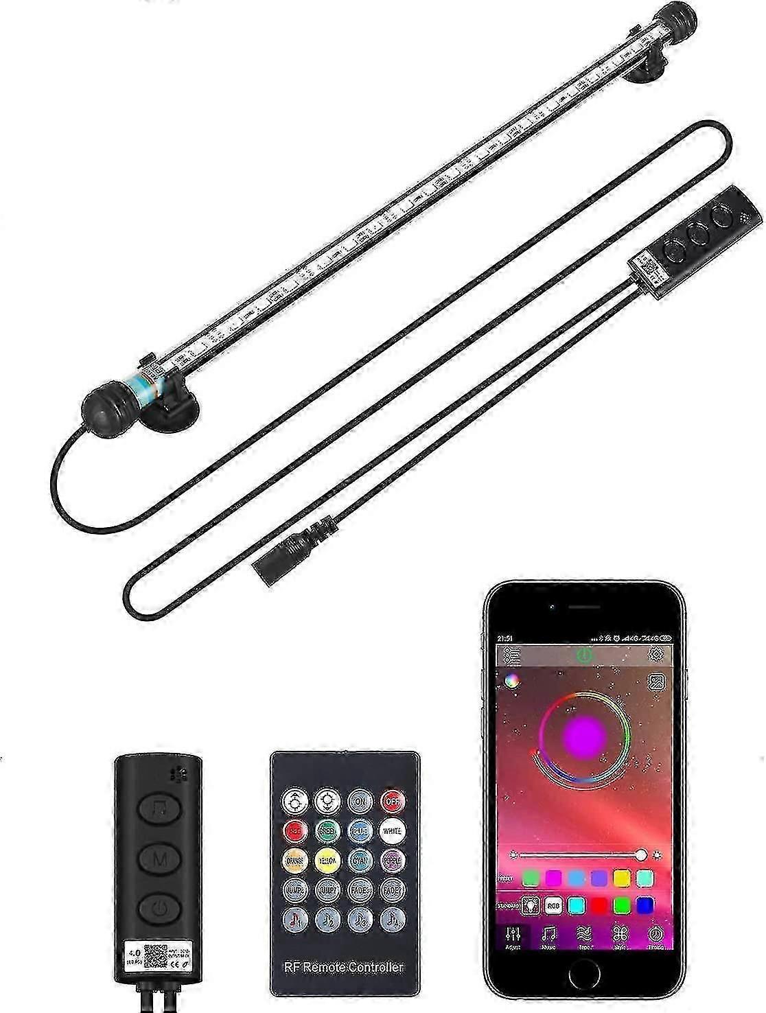 Led Aquarium Light,led Fish Tank Light With Remote Controller+ App Control (15'/38cm) lucky