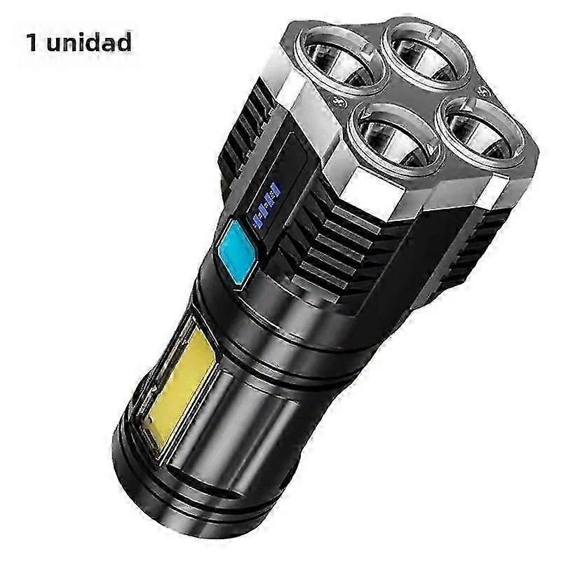 Multifunctional Rechargeable Handheld Camping Flashlight with 4 LEDs and COB Side Light Main Light Source Night Lamp
