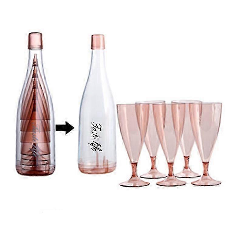 5PC Plastic Wine & Champagne Glasses Set, Unbreakable Bar Goblets for Cocktails with Storage Case