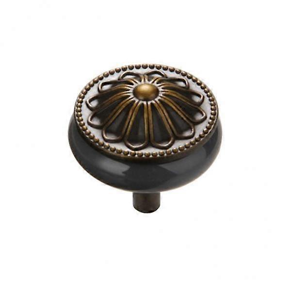 6xVintage Ceramics Round Cabinet Pull Knobs Grey