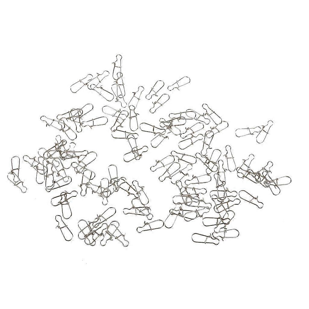 100pcs Fishing Lock Snap Hook Lure Connector Swivels Solid Clips -