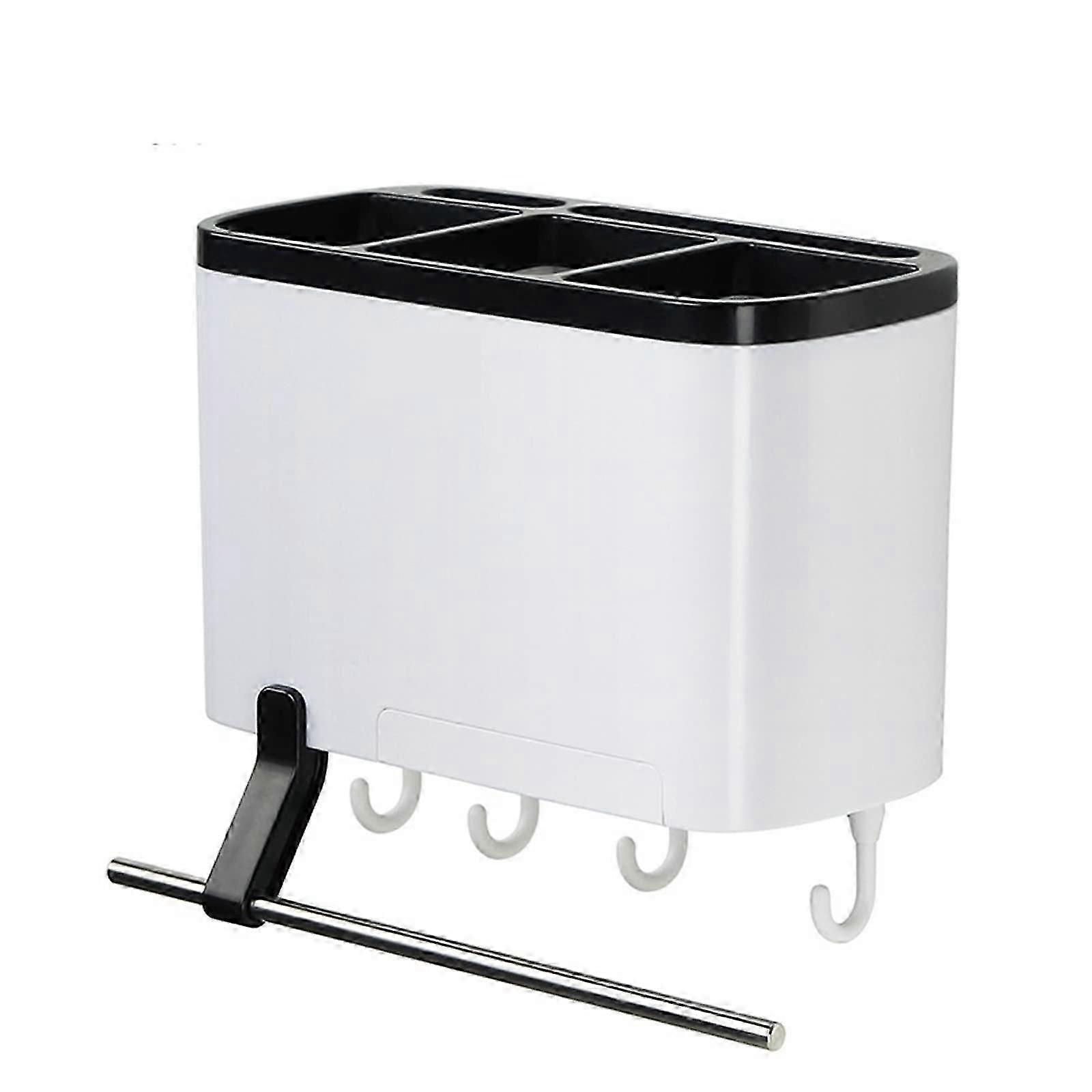 Wall Mount Non Perforated Utensil Caddy with Drainage Shelf