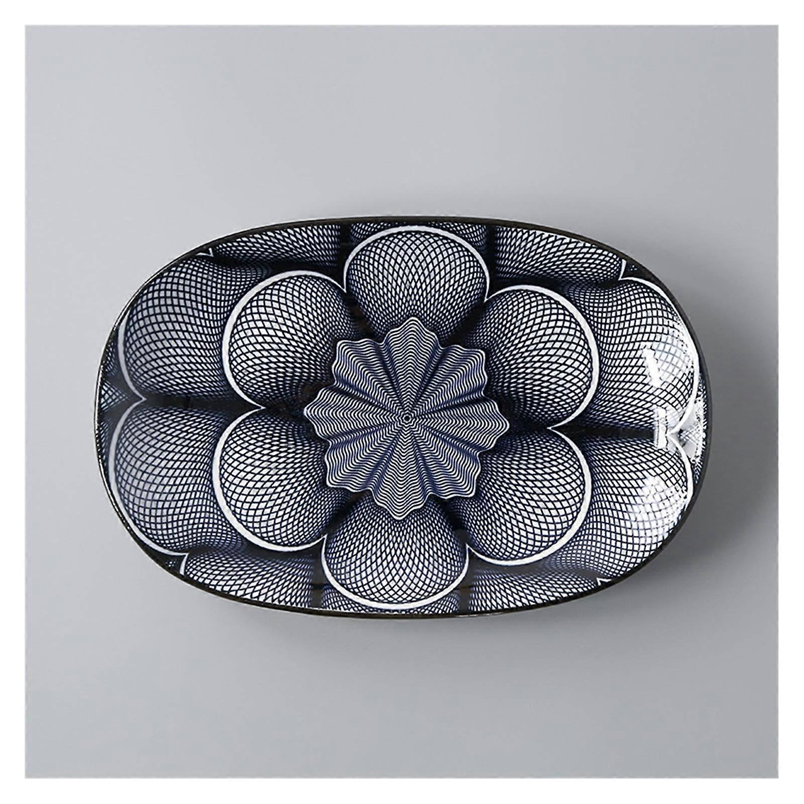 Japanese Ceramic Rectangular Fish Serving Plate Large Deep Dish for Salad and Steamed Fish