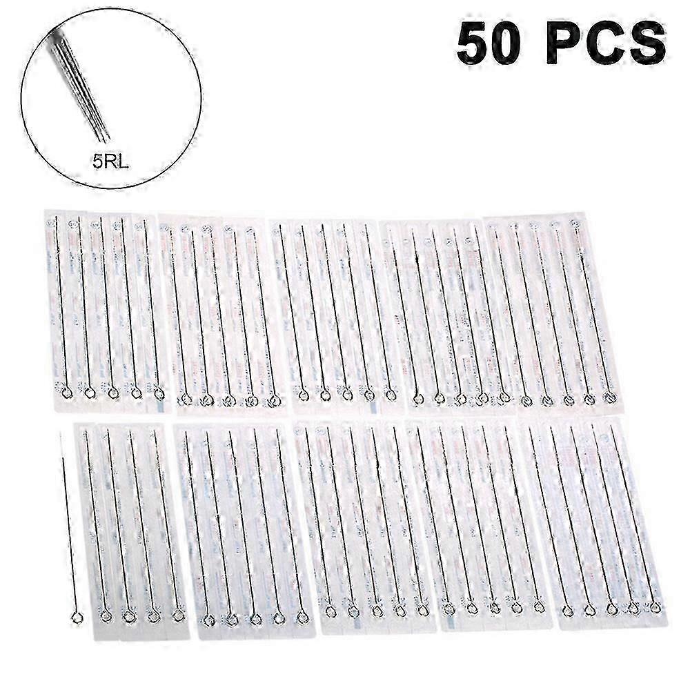Professional Disposable Sterilized 50PCS Round Liner Size Tattoo Needles Compatible with Various Brands, 5RL/7RL/9RL Size