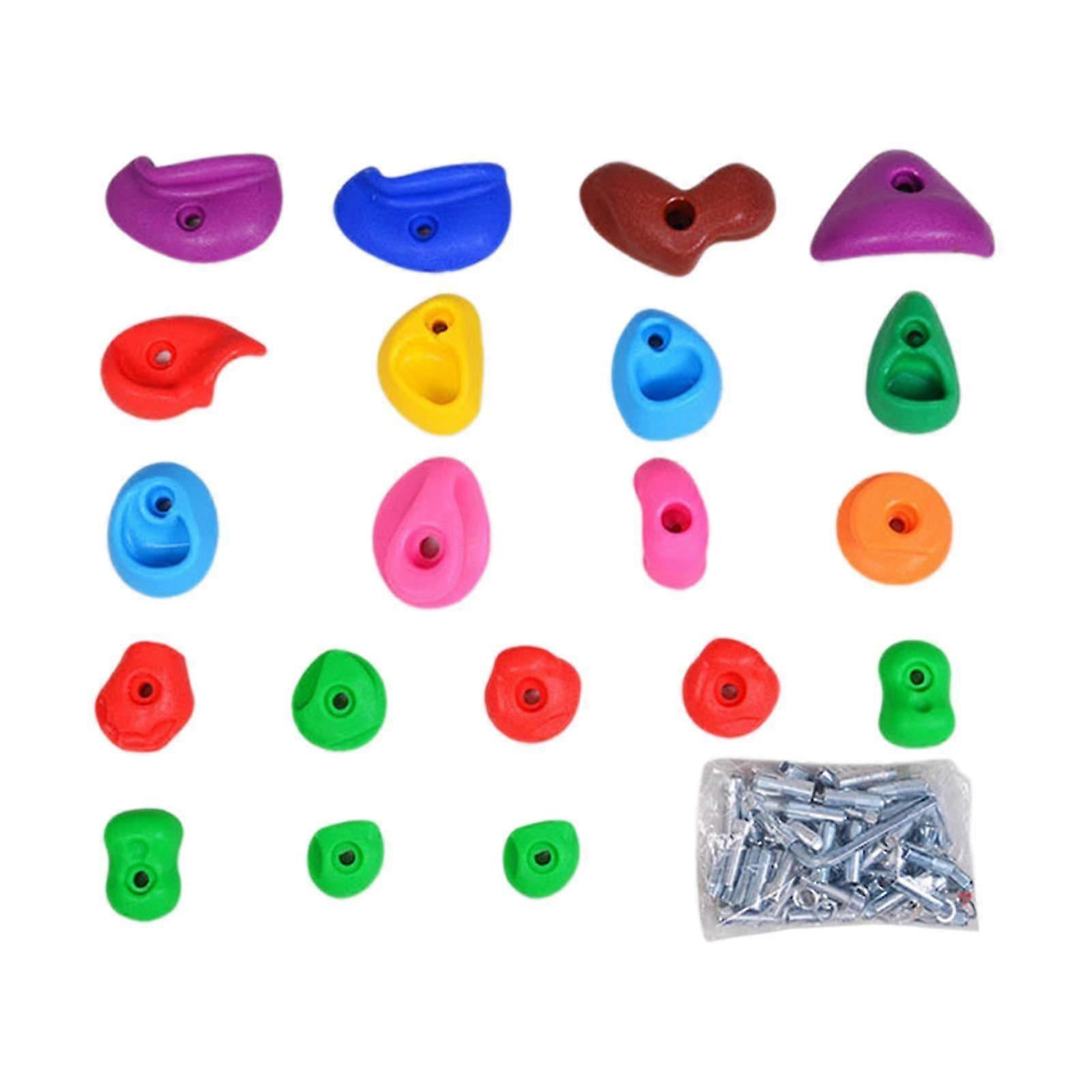 (20 Parça Set) Kaya Tırmanışı Tutucu Kaya Duvar Tırmanma Kiti Açık Oyun Alanı Ağaç Evi 20 Parça Set