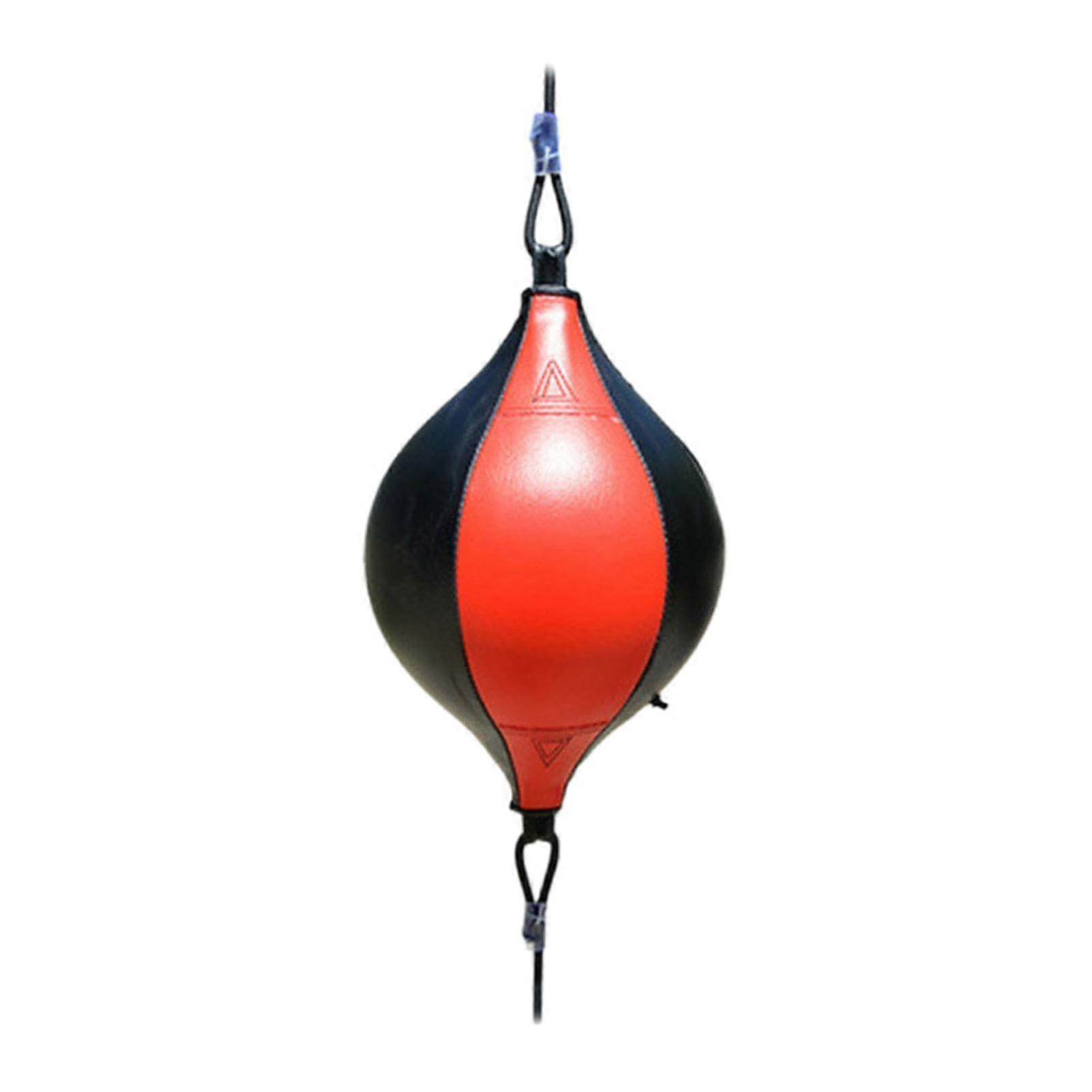 Double End Leather Punch Bag Hanging Punch Bag with Elastic Rope red black