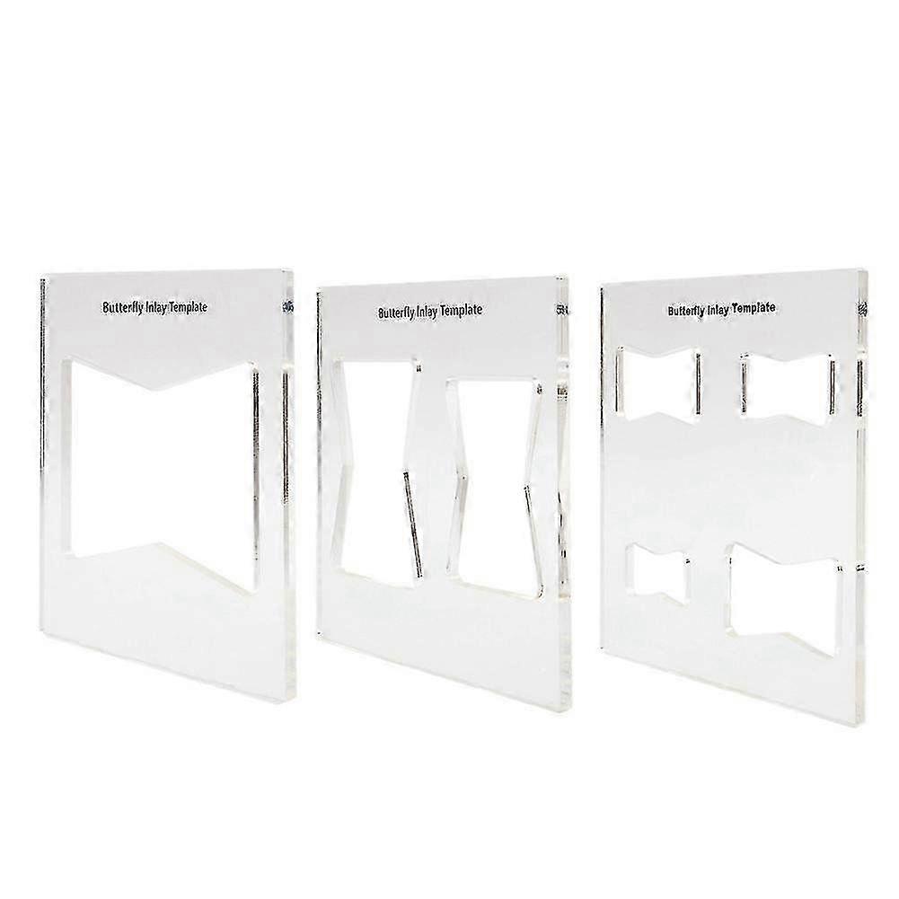 3pcs Butterfly Inlay Templates for Woodworking, Bowtie Key & Mortise Inlays with Router Bushing