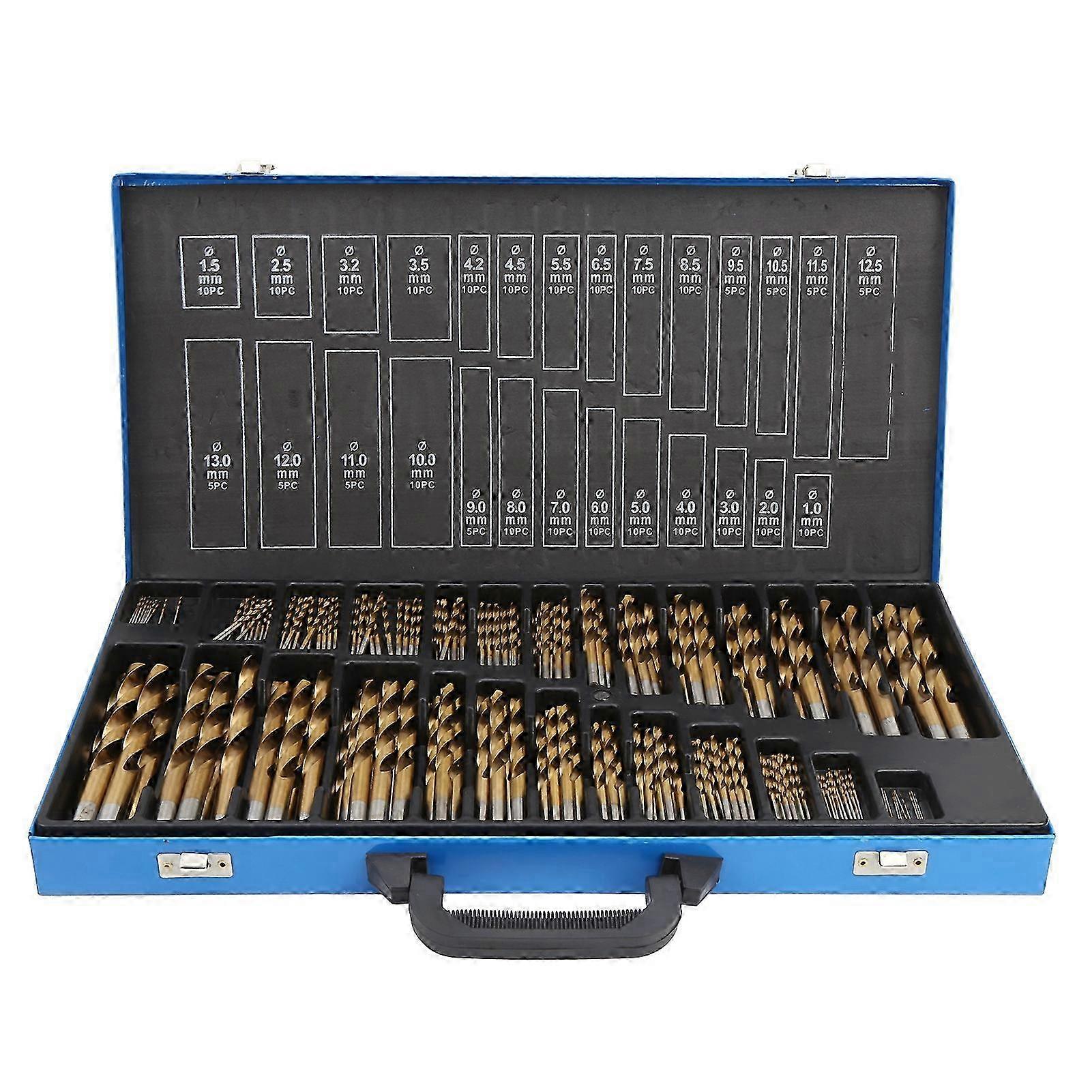 230Pcs Metric Drill Bits Set With Storage Box Highspeed Steel For Iron Alum Inium Wood Plastic
