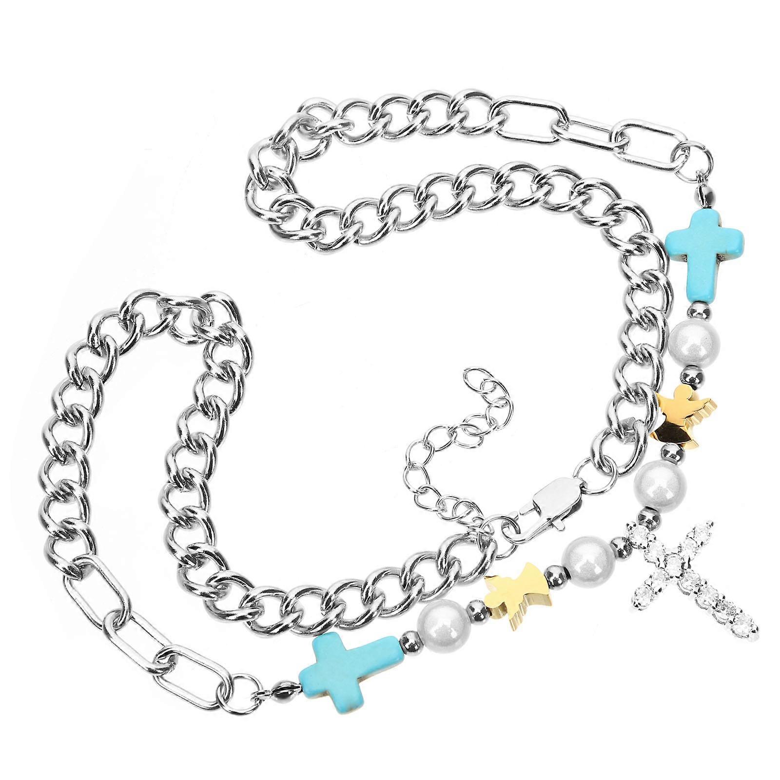 Elegant Zircon Inlay Cross Necklace for Women – Lightweight Durable Clavicle Chain Choker Design