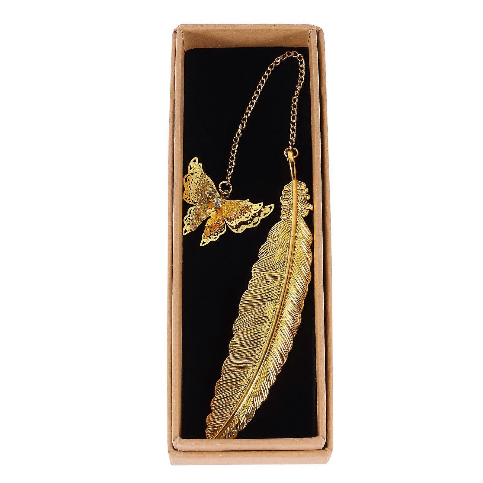Alloy Bookmark Metal Bookmarker Shape Retro Style Student Stationery Golden Color 10.5x2cm Size Bookmarking 1Pc