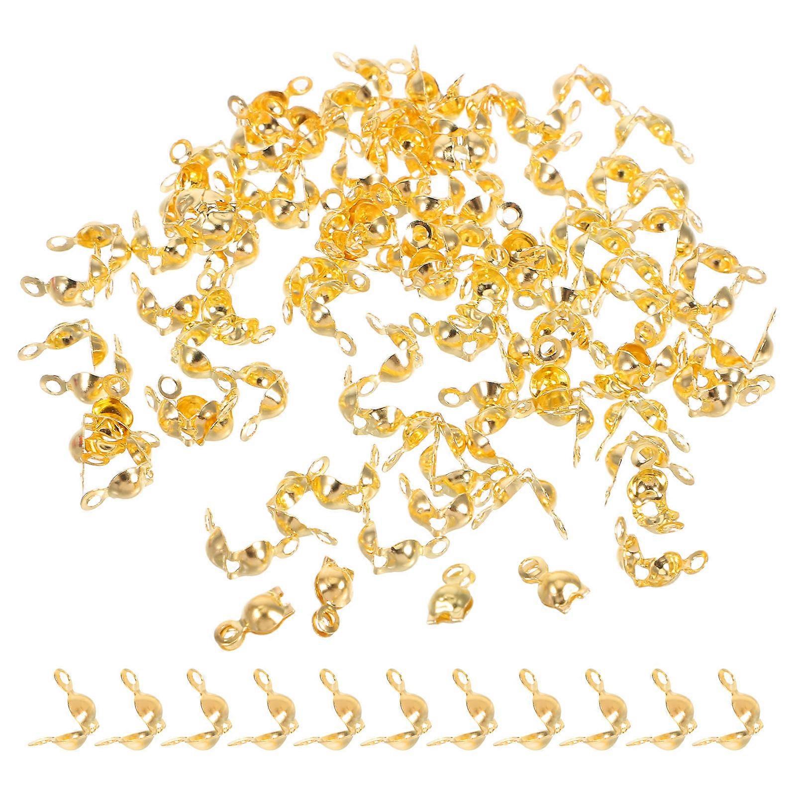 200pcs Clamshell End Caps for Jewelry Making Open Crimp Knot Covers for Bracelets & Necklaces Secure Bead Tips Connector Components for DIY