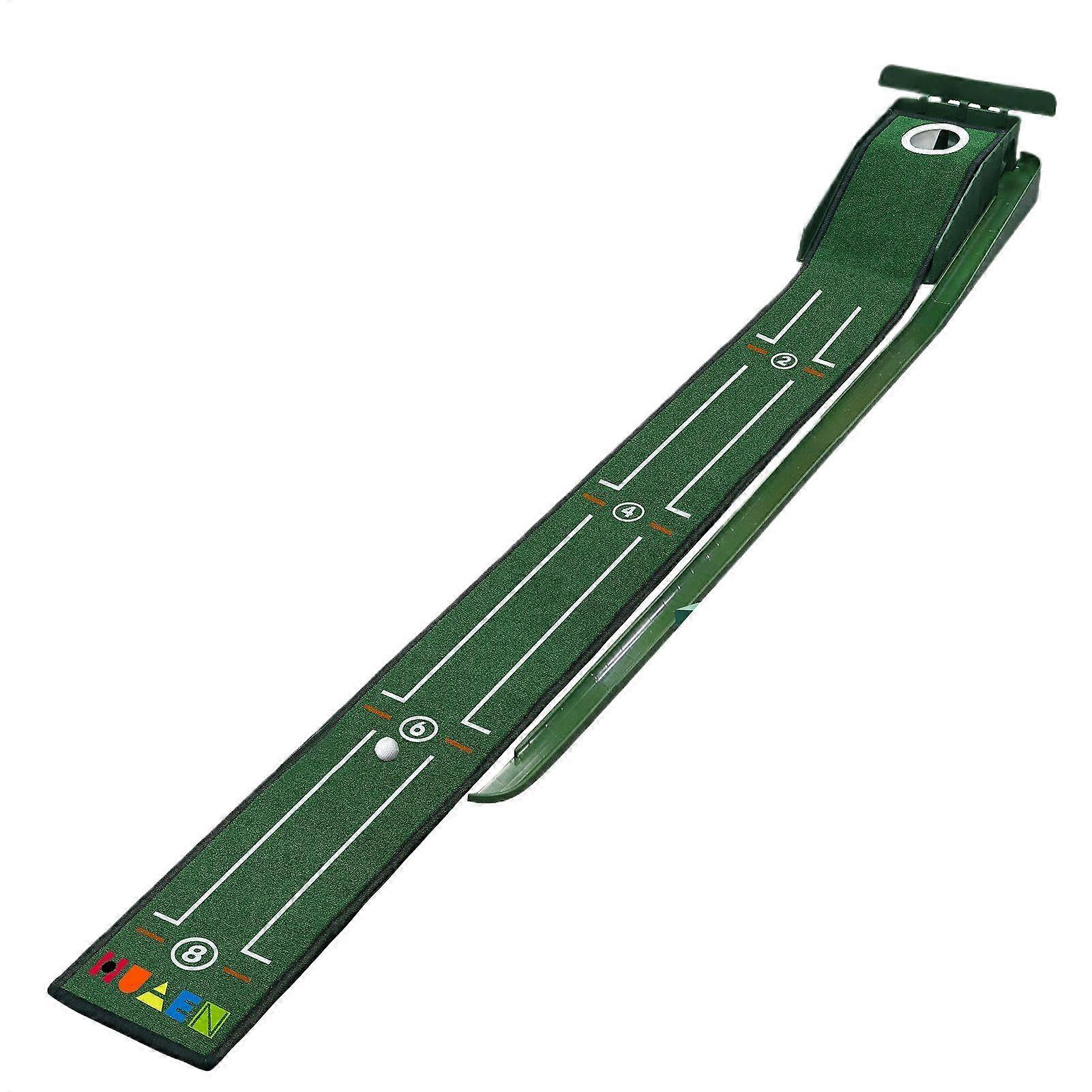 PuttingMatte putting mat with alignment guides and automatic ball for women and men, green