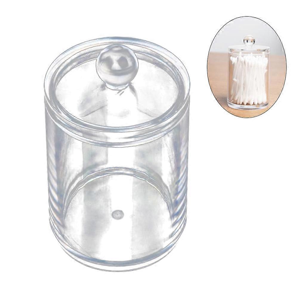 Cotton Swab Organizer Acrylic Round Container for Storage Use Transparent