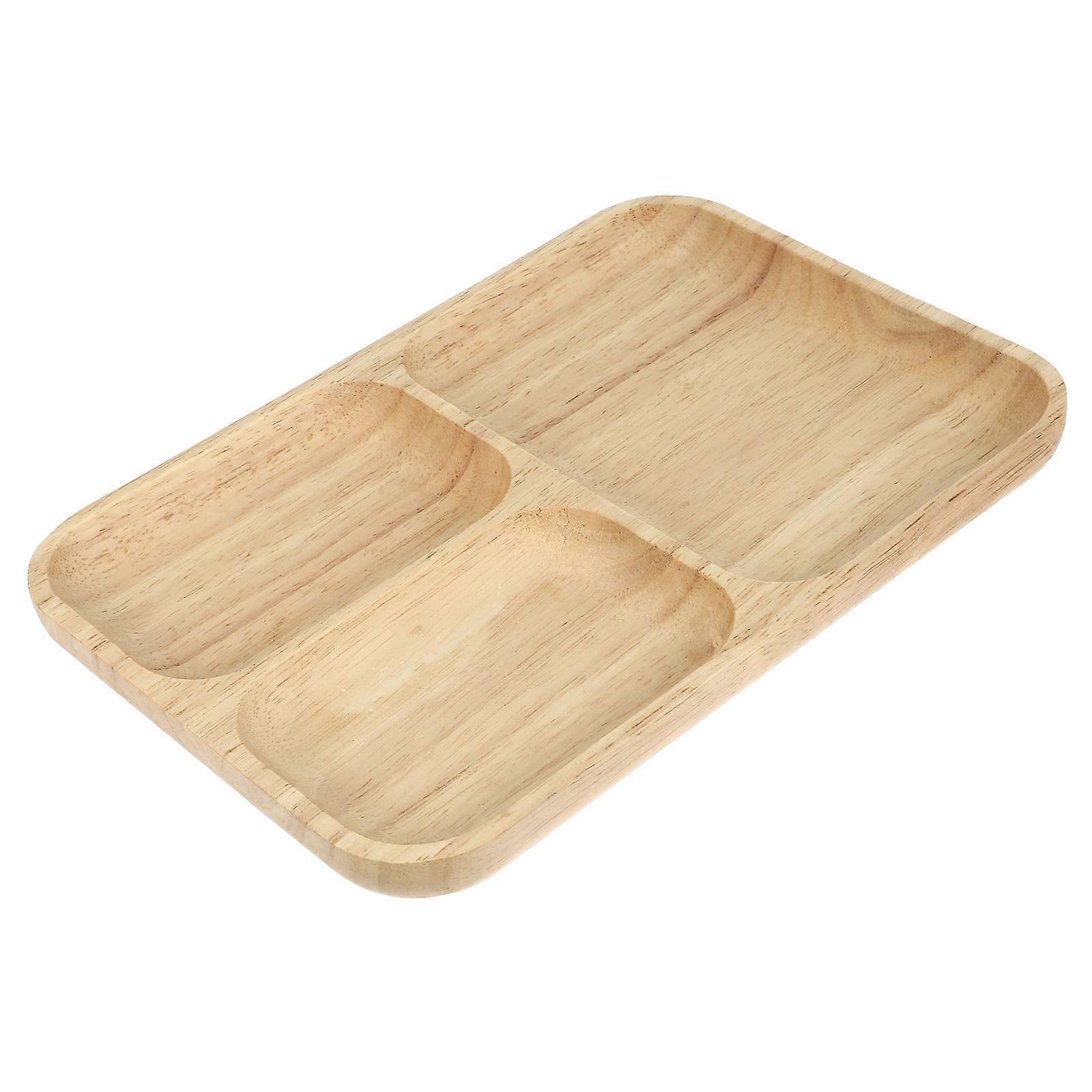 Serving Food Tray Wooden Rectangular Organizer for Home Hotel Restaurant Light Brown 25x18.5x1.5cm 1Set
