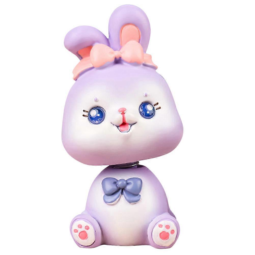 Car Rabbit Statues Resin Shaking Head Bunny Figurine for Dashboard TV Cabinet Multi-Colored 8.5X4.4X4.3CM 1 Set