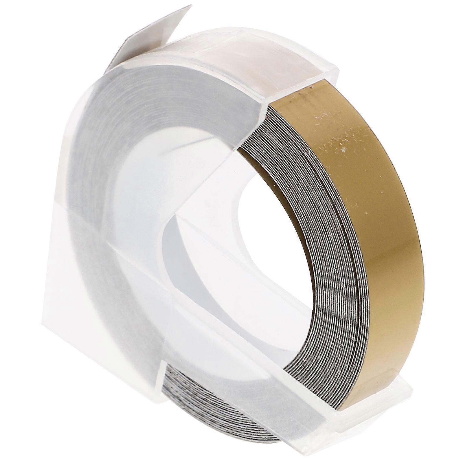 Label 3D Embossing Label Tapes Manual Label Making Durable Adhesive Golden 9mm 1 Roll