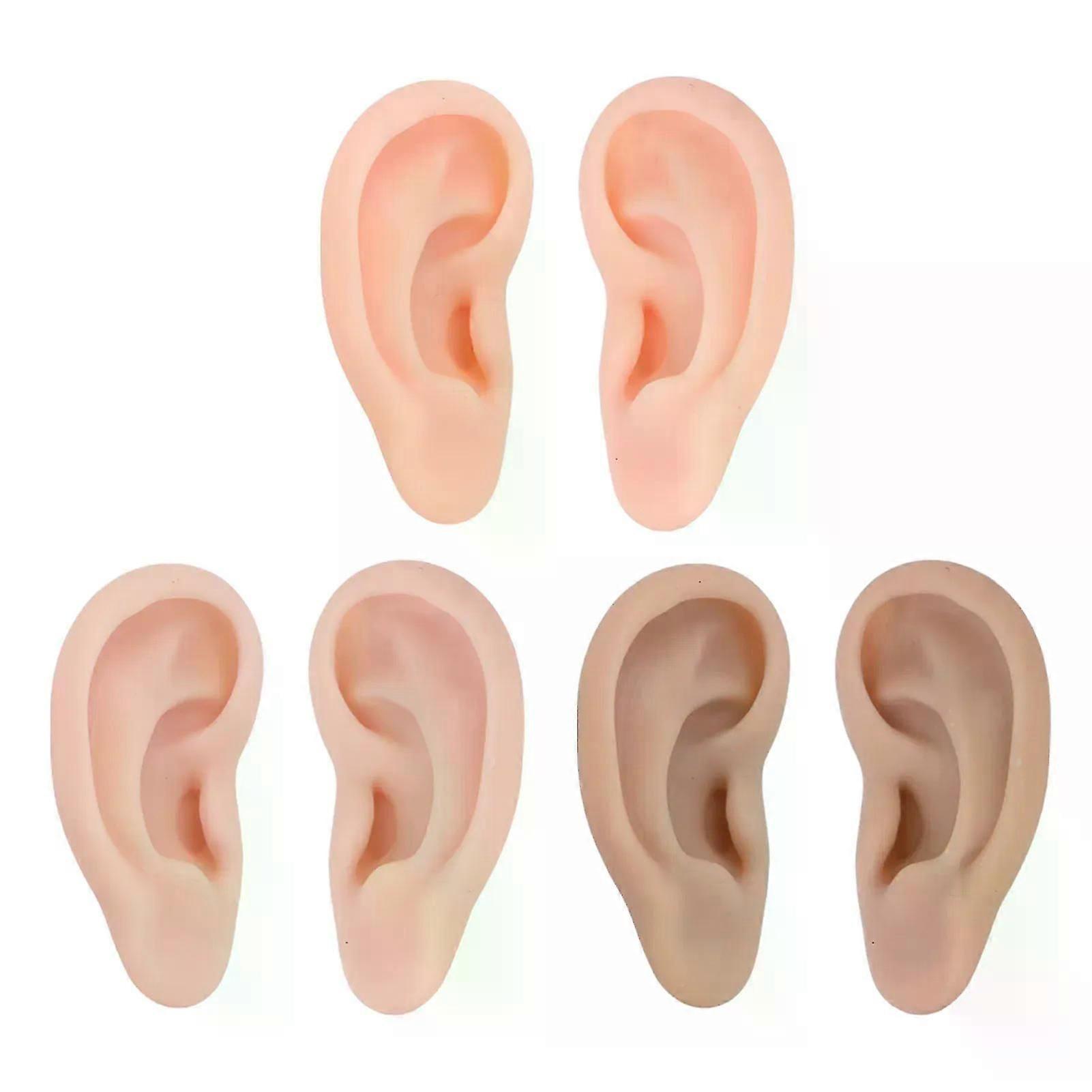 Silicone Human Ear Model 1 Pair Silicone Ear Model Soft Flexible Simulation Ear Model Fit For Earrings Display Ear Piercing Exercise