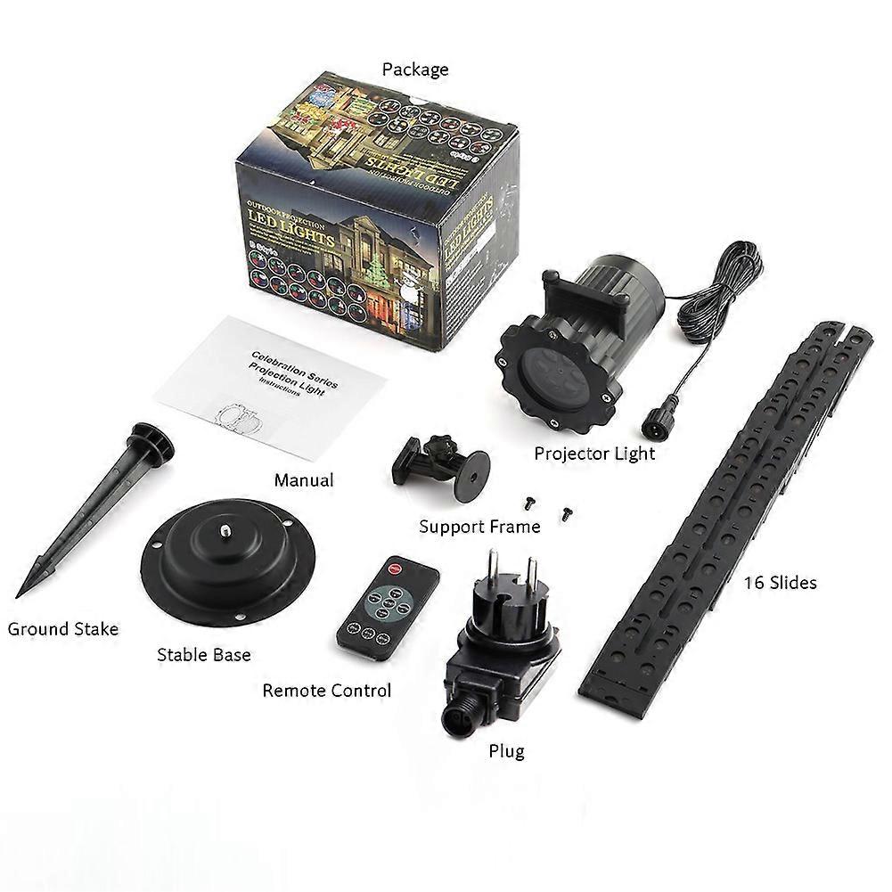 Christmas Landscape Projector Lights, 16 Patterns Waterproof Rotating Light Projector Spotlight