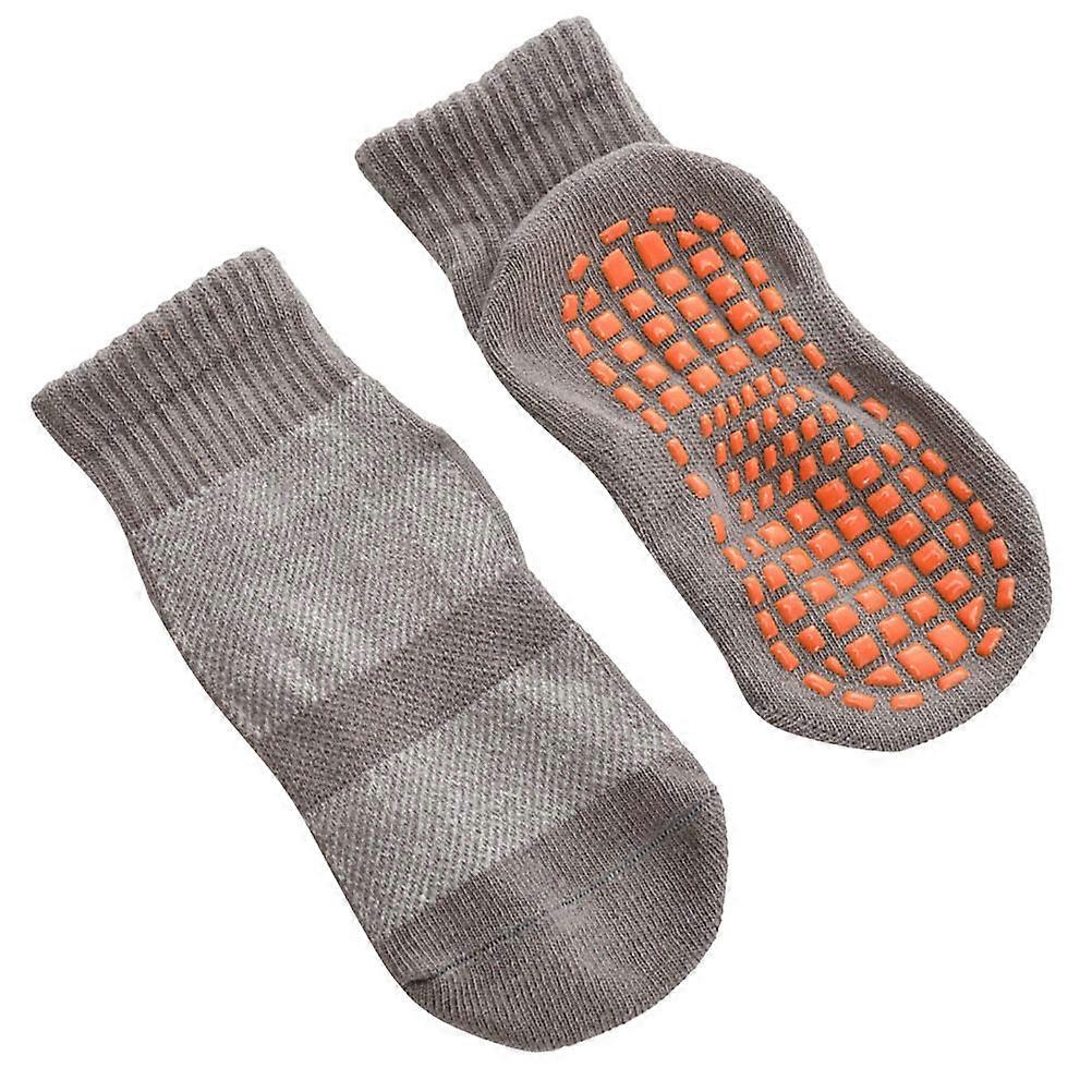 Erkek Çocuk Spor Çorapları Kaymaz Yer Çorabı Pamuklu Trambolin Çorabı Gri 3 Çift