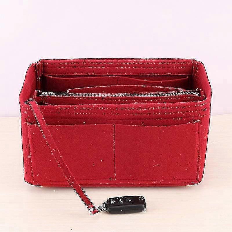 財布オーガナイザーインサート、フェルトバッグオーガナイザー付きジッパー、ハンドバッグ&トートシェイパーのためのスピーディなネバーフルトート