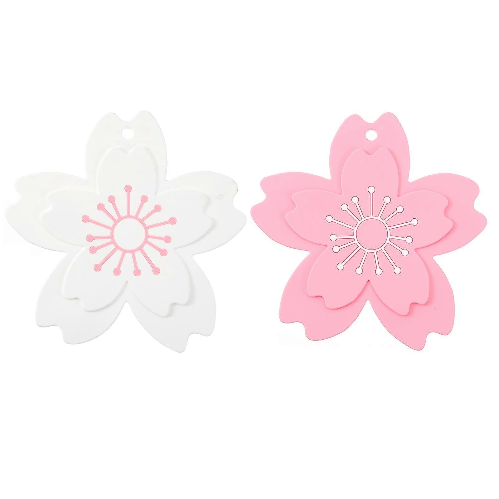 Table Insulation Pad Lotus Flower Shaped Placemat Silicone Dish Mat Kitchen Use Pink 15x15x0.8cm 2Pcs