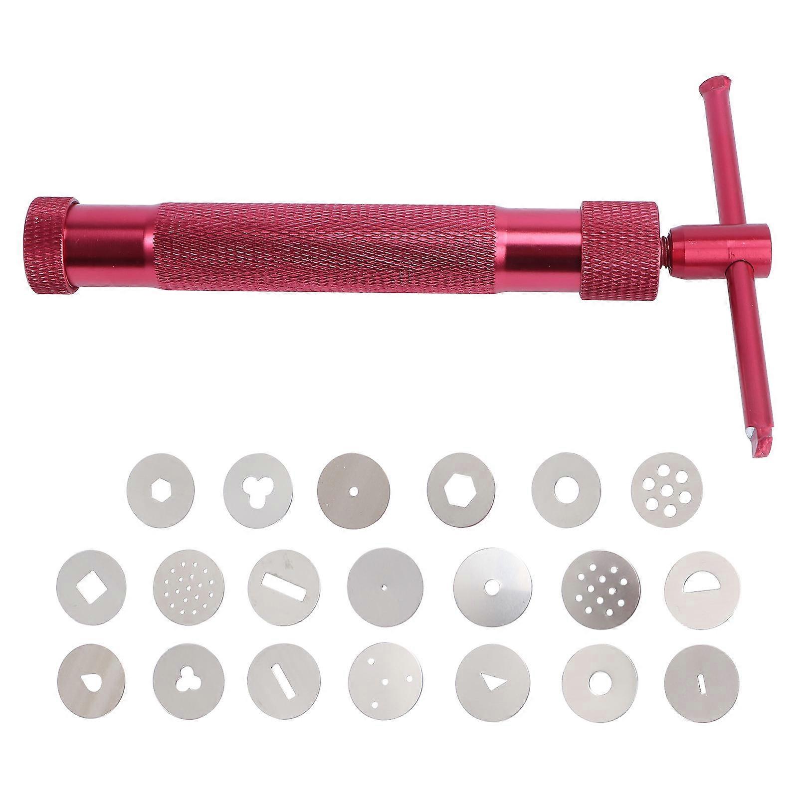 Tool Kids Alloy Rotary Mold Squeeze Polymer Clay DIY Geometry Noodles Craft Projects Red 1 Set